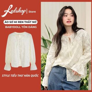  Áo Sơ Mi Ren Thêu Hoa Nổi REDSHOP Form Babydoll Tay Loe Kiểu Hàn Quốc - Áo Tiểu Thư Dáng Suông Màu Trắng Kem  308008 