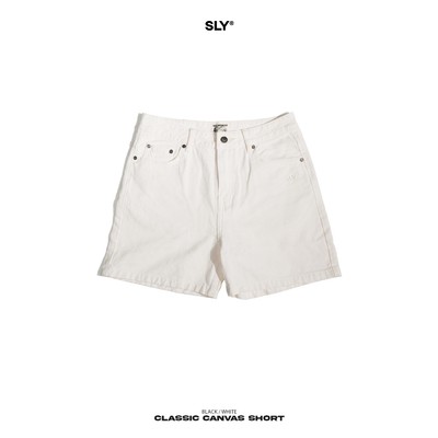 Quần Short Canvas SLY Classic washed màu trắng ngã