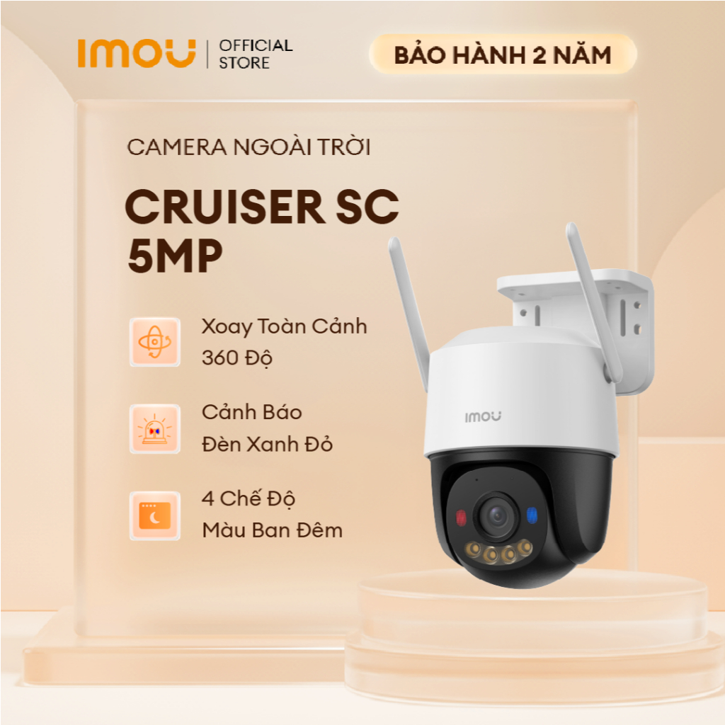 Camera Wifi ngoài trời Imou Cruiser SC I 3MP/5MP I IPC-K7FP-5H0WE I Đèn cảnh báo xanh đỏ I Đàm thoại I Xoay 360 | BigBuy360 - bigbuy360.vn