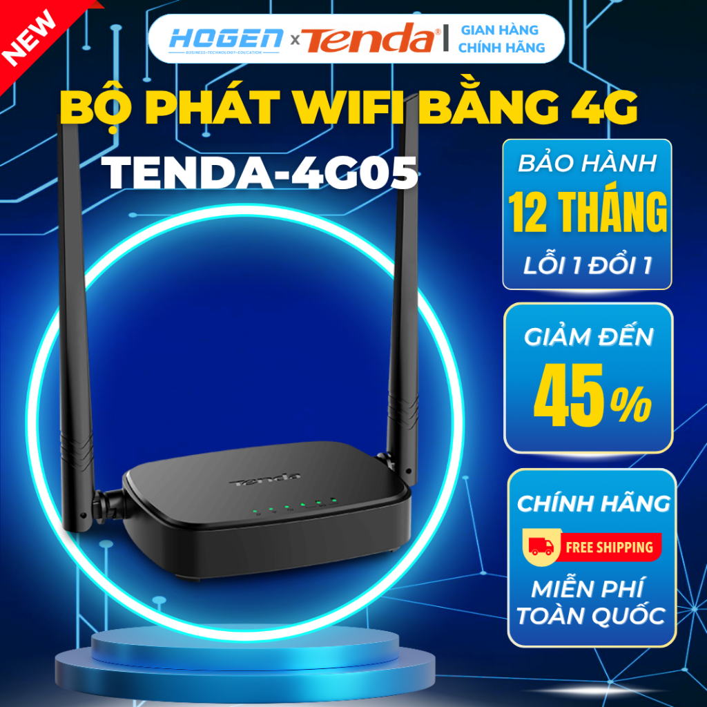 Router Wifi 4G Tenda 4G05 Chính Hãng – Dùng SIM 4G, tốc độ cao 300Mbps, 2 cổng LAN tiện dụng,BH 12TH
