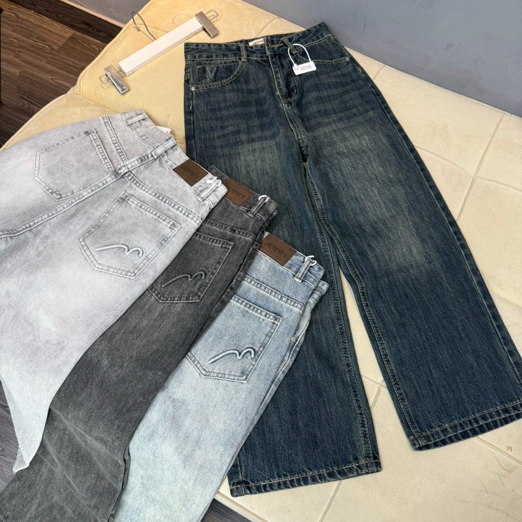 (87+95cm)Quần jean nữ ống suông rộng nấm dài size Shop Nhí ( 7395 )