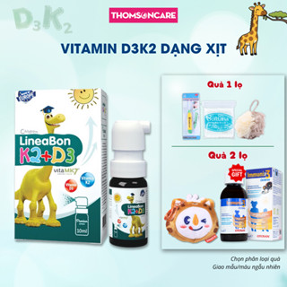  Lineabon D3 K2 dạng xịt tiện lợi 10ml bổ sung vitamin D3 cho trẻ sơ sinh giảm còi xương tăng chiều cao 