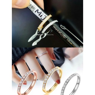 [Giá 1 chiếc] Nhẫn nữ titan đính 10 viên đá lấp lánh – phong cách hiện đại, sang trọng – không gỉ sét, bền màu