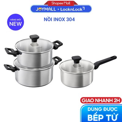 Nồi Inox 304 LocknLock Daily STS PPW, Hàng Chính Hãng, Dùng Cho Mọi Loại Bếp - JoyMall