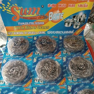 Vỉ 12 miếng Bùi nhùi sắt/cước chà xoong nồi Sum