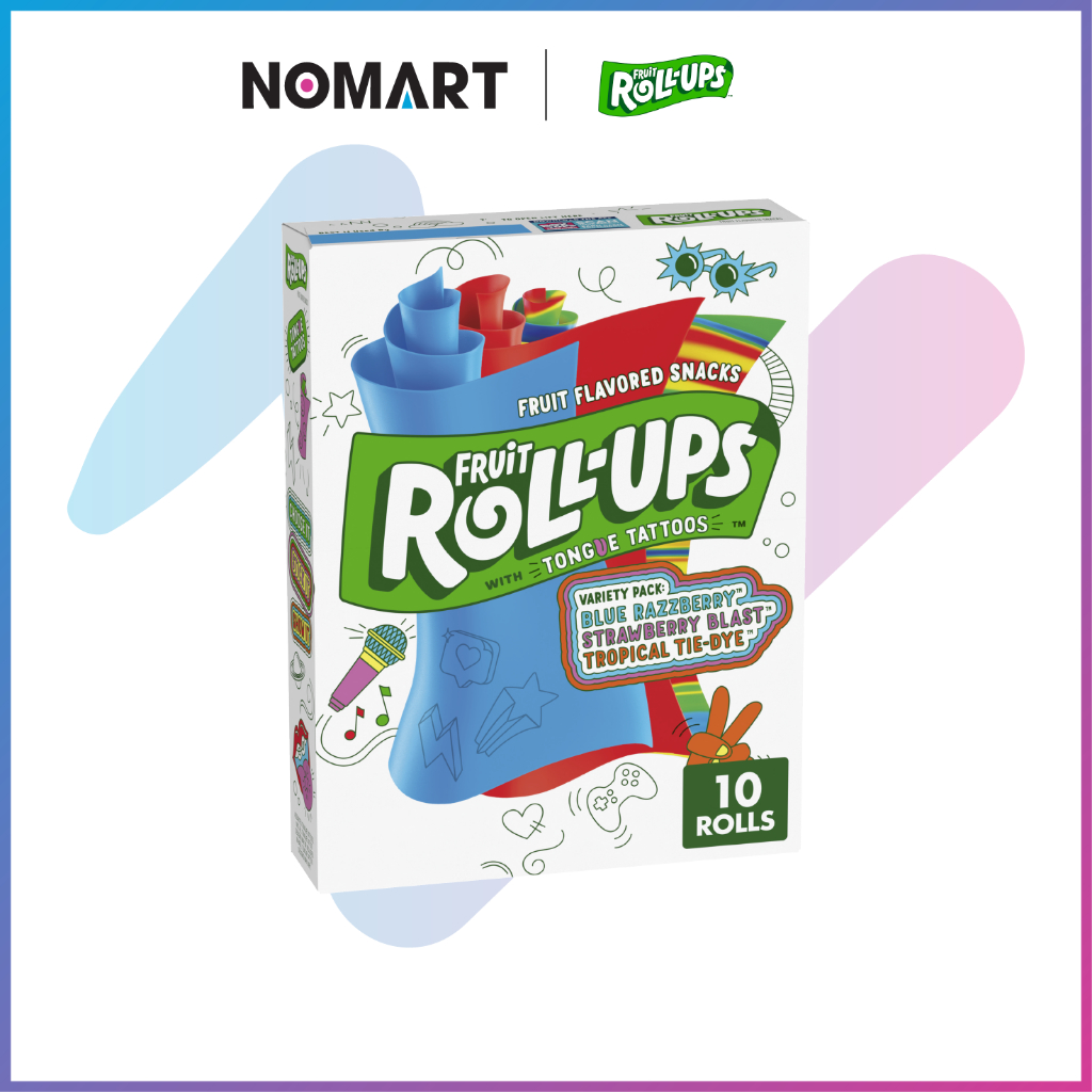 Kẹo Cuốn Fruit Roll-Ups (Hộp 141g - 10 Cuốn 3 Vị)