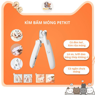 Kìm cắt móng chó mèo Petkit, có đèn LED và khay đựng móng, dễ dàng sử dụng và an toàn cho thú cưng