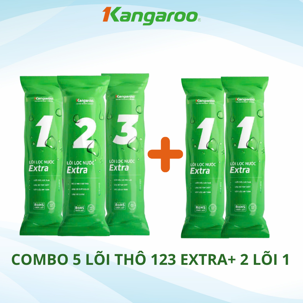 Combo 5 lõi lọc ( Bộ lọc thô số 1,2,3 + 2 lõi số 1) cho máy lọc nước KANGAROO