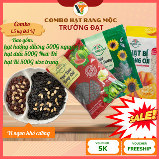  Combo 1,5kg Hạt Rang Củi Trường Đạt Gồm Hạt Dưa Bơ Hạt Bí Vàng Hạt Hướng Dương Vị Dừa 