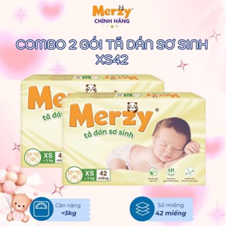  Combo 2 Gói Tã Dán Merzy Newborn XS42 Cho Trẻ Sơ Sinh - Khô Thoáng Mềm Mại Thấm Hút Nhanh 
