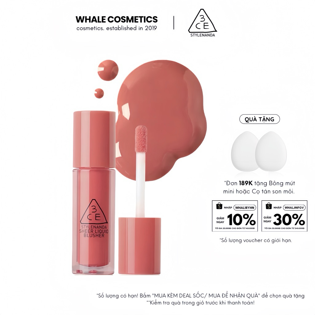 (3CE) Má Hồng Kem 3CE Sheer Liquid Blusher 3g