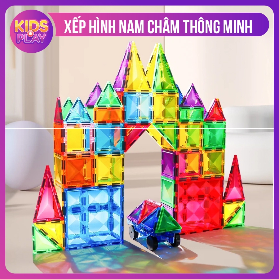 Bộ Xếp Hình Nam Châm Thông Minh Cao Cấp, Ghép Hình Nam Châm Sáng Tạo Giáo Dục Cho Bé - Kids Play