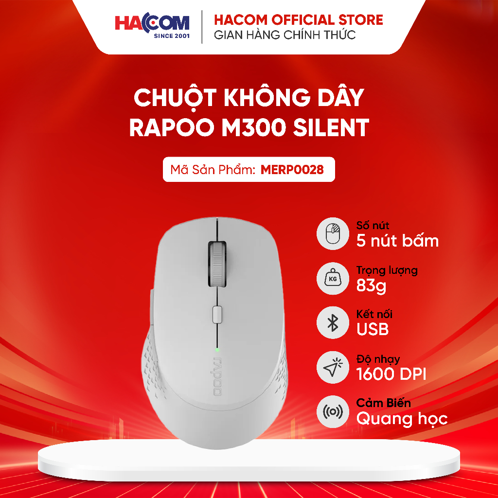 Chuột không dây Rapoo M300 Silent (Wireless, Bluetooth) - BẢO HÀNH 24 THÁNG
