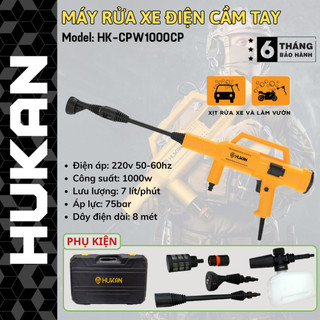  Máy Rửa Xe Điện Cầm Tay HUKAN HK-CPW1000CP   Công suất 1000w   Dây Điện Dài 8mét   Kèm Đầu Chỉnh Tia 