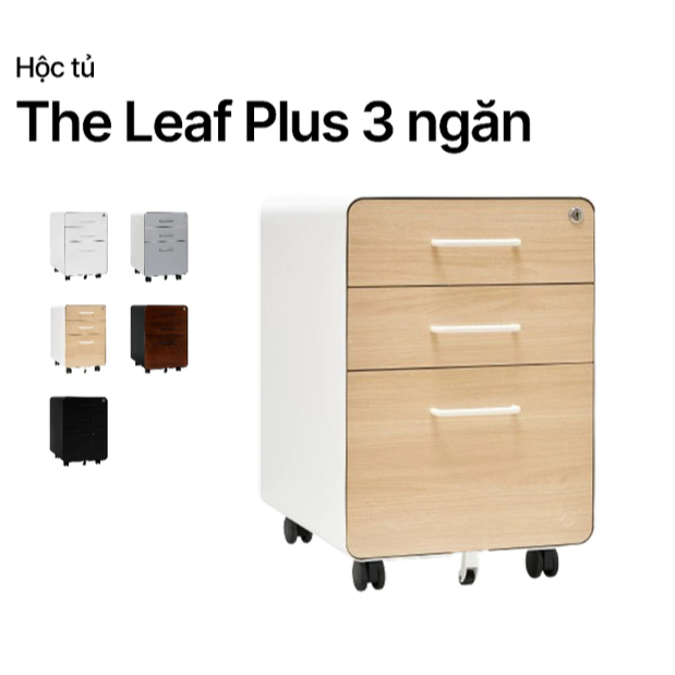 Tủ đựng đồ 3 ngăn đa năng có khóa The Leaf Plus by NiceDesign bánh xe linh hoạt, chuẩn văn phòng, an