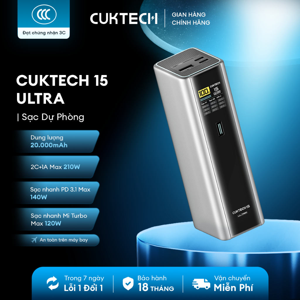 CUKTECH 15 SERIES Sạc Di Động 2C1A  | Bảo Hành 18 Tháng PB200U PB200P PB200 PB150S | BigBuy360 - bigbuy360.vn