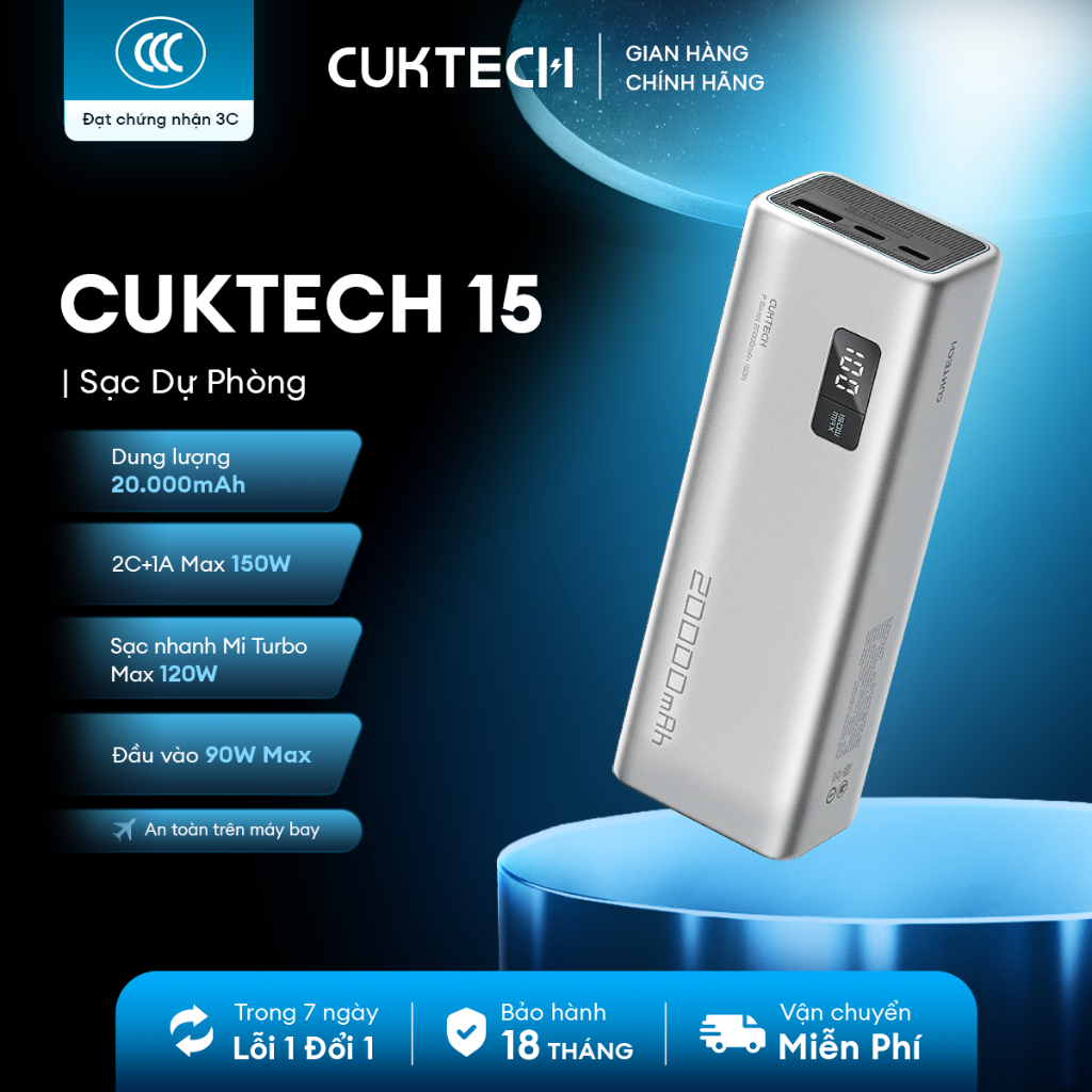 CUKTECH 15 SERIES Sạc Di Động 2C1A  | Bảo Hành 18 Tháng PB200U PB200P PB200 PB150S | BigBuy360 - bigbuy360.vn