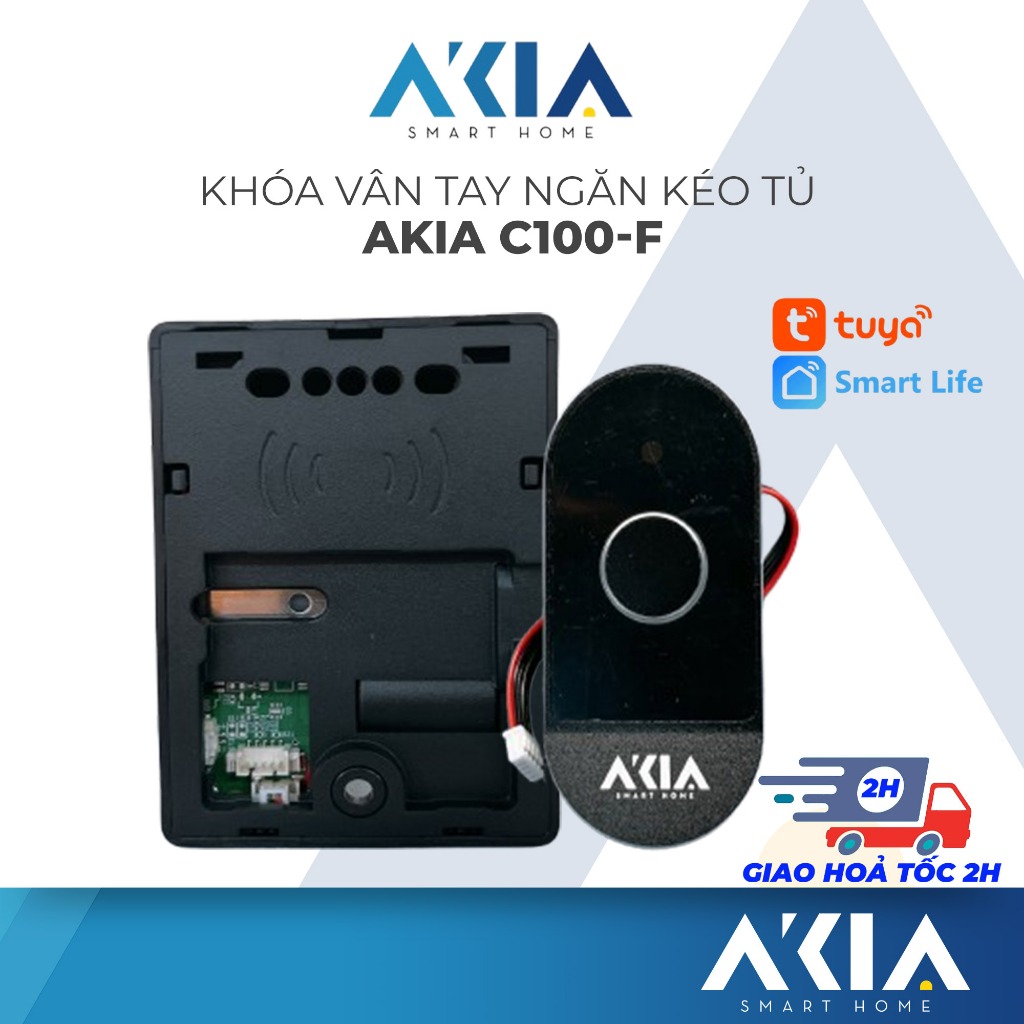 Khóa tủ vân tay, ngăn kéo AKIA C100-F, kết nối APP Smart Life Tuya, phù hợp cho tủ hồ sơ cần bảo mật