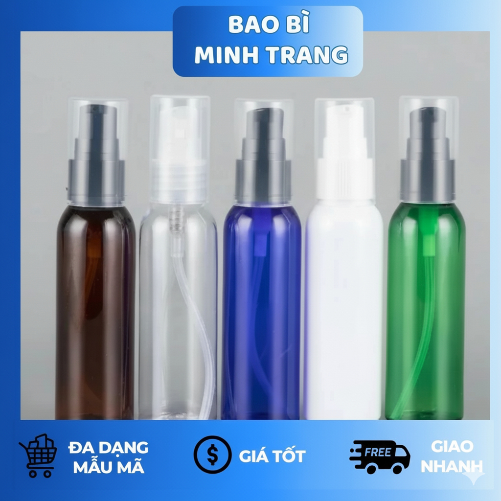 Chai Xịt Phun Sương Nhựa PET 100ml–300ml | Chai Chiết Mỹ Phẩm, Nước Hoa, Dung Dịch Du Lịch
