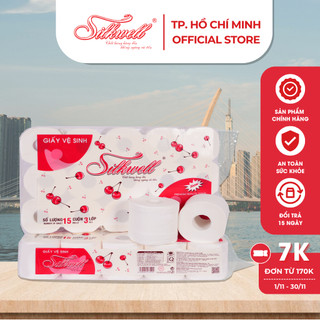  Combo 2 giấy vệ sinh Cherry Silkwell 15 cuộn 3 lớp có lõi mềm mịn giá rẻ và an toàn cho mọi nhà 