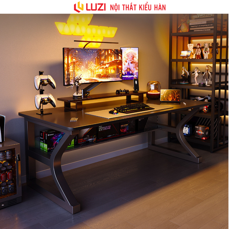 Bàn gaming bàn làm việc mặt gỗ MDF khung sắt hiện đại thương hiệu LUZI - GM68
