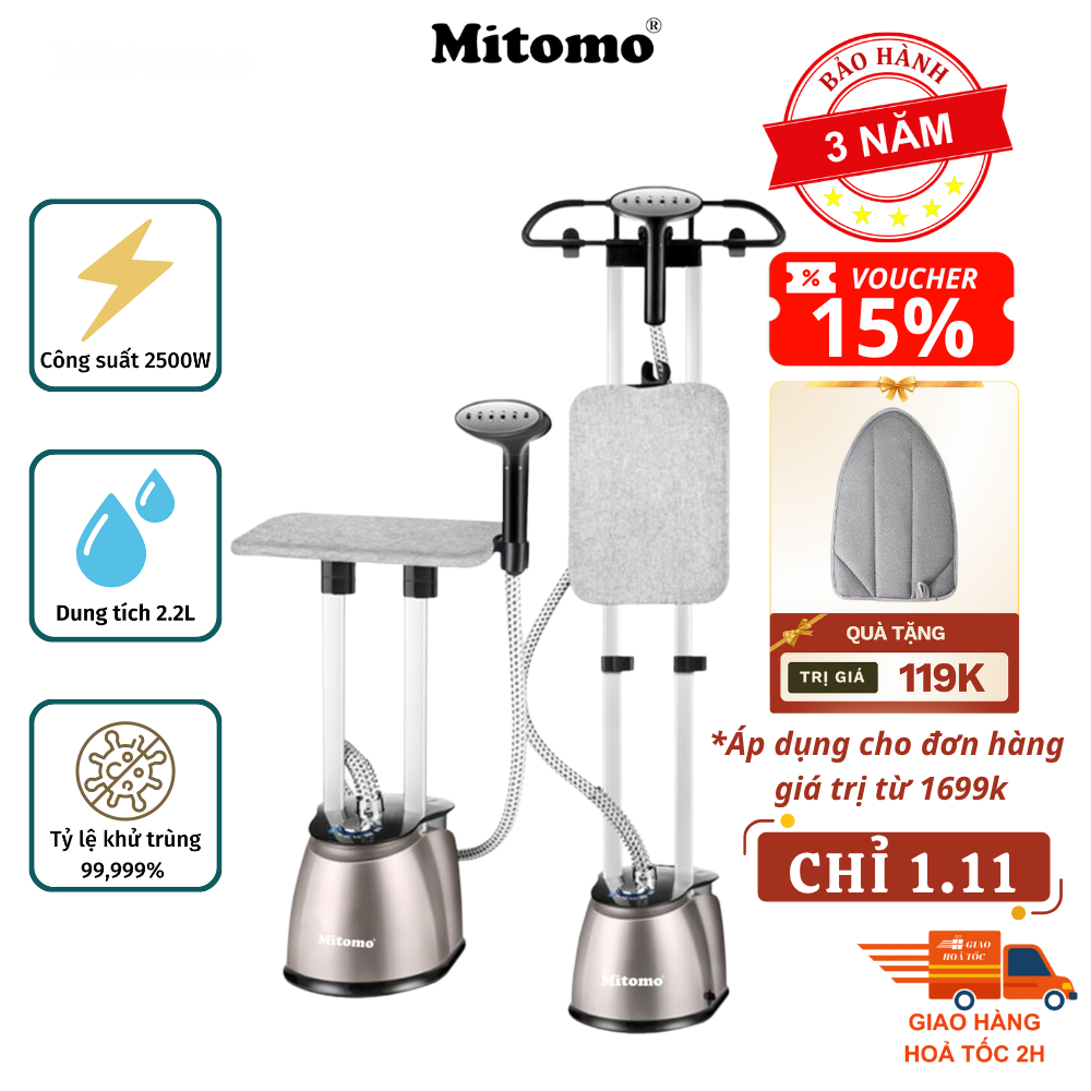 Bàn là hơi nước đứng cao cấp Mitomo GC-899 Max, công suất 2500W, BH 3 năm