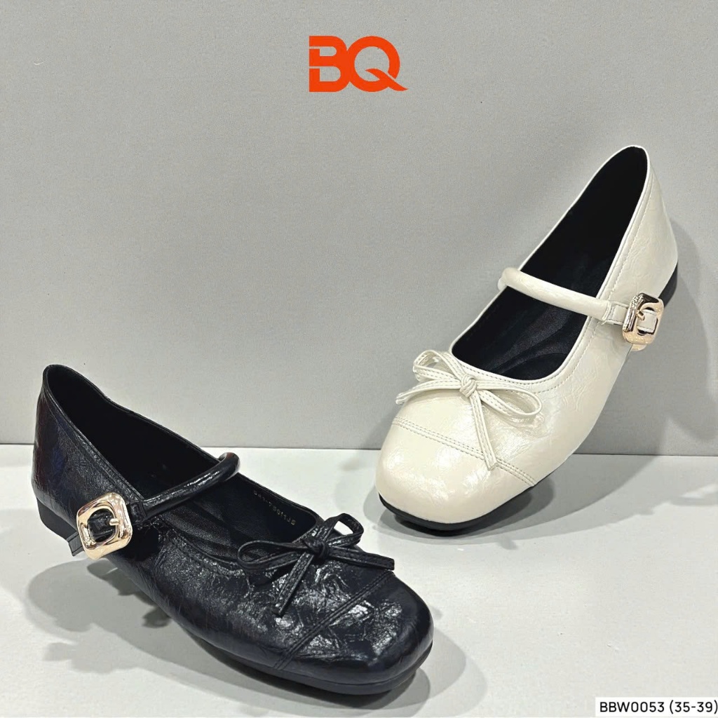 BQ | Giày búp bê size 35-39 giày bệt nữ quai ngang đính nơ cao cấp trẻ trung đi êm chân BBW0053