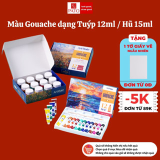  Màu Gouache 12 Màu Dạng Hũ 15ml  Tuýp 12ml ARTMATE Có Độ Che Phủ Cao Màu Bóng Dễ Dàng Pha Màu Màu Sắc Nét Chuẩn Đẹp 
