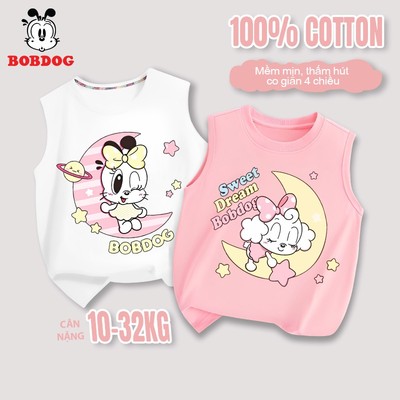 Áo ba lỗ bé gái BOBDOG, áo sát nách vải cotton cho bé mặc mát ngày hè in hình ngựa pony cute