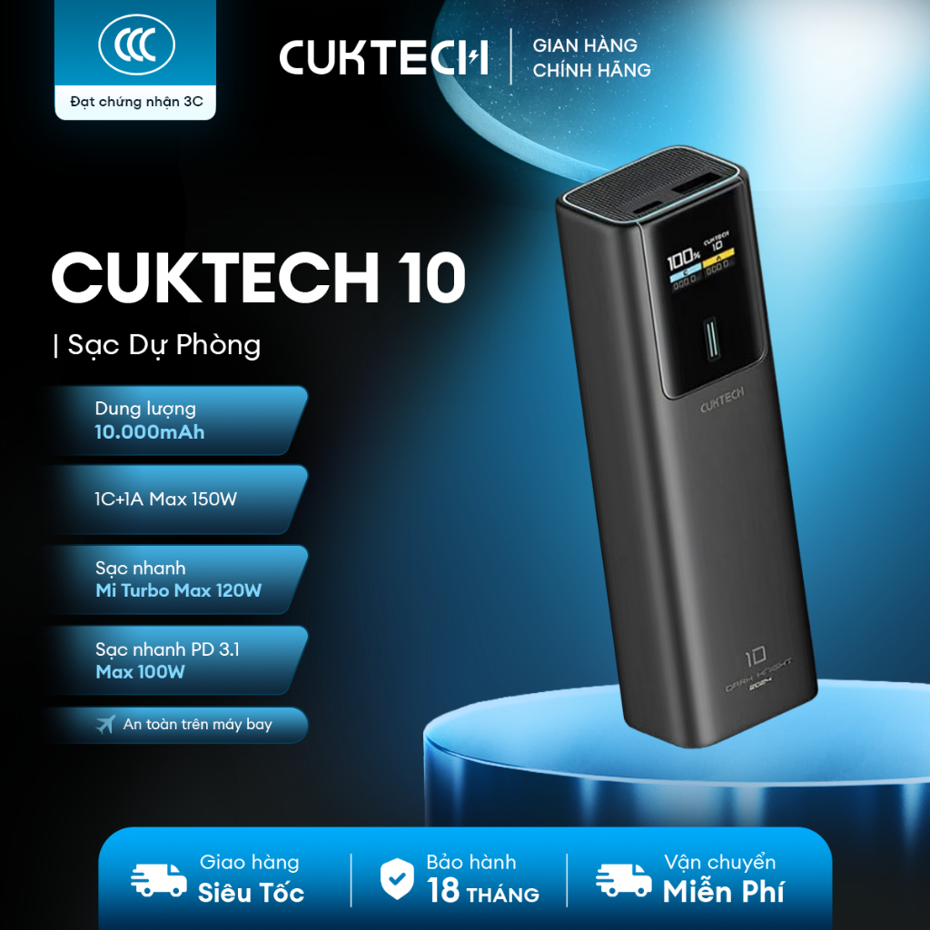 CUKTECH 10 SERIES Sạc Di Động  | Bảo Hành 18 Tháng PB150P PB100P PB1055 | BigBuy360 - bigbuy360.vn