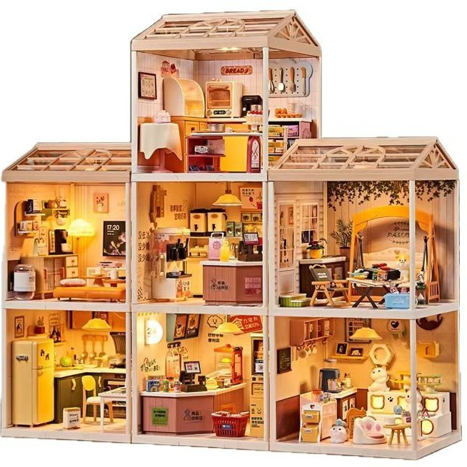 Lắp ghép mô hình phòng mini Siêu Xinh bằng Nhựa - NHIỀU MẪU ( TẶNG MÁI + 2 CỬA + ĐÈN)