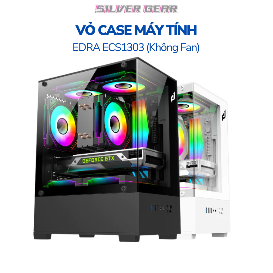 Vỏ Case máy tính EDRA ECS1303 (Không Fan) White/Black - Hàng chính hãng