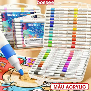 Bút Màu Acrylic Marker Bút Đánh Dấu Hộp 12/24/36/48/60/80 Màu Tươi Sáng - Màu Sơn Tô Vẽ Mọi Chất Liệu, Chồng Màu Tốt