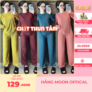  Sét bộ mặc nhà  đồ bộ nữ Bigsize Hằng Moon SET BỘ Ủ KEM THUN TĂM BIGSIZE QUẦN ỐNG SUÔNG 