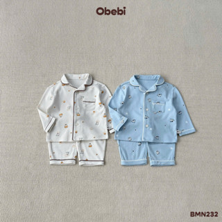  Bộ Mặc Nhà Pijama Obebi Kẻ Thời Trang Thu Đông Cho Bé Trai Bé Gái Từ 8 - 23kg BMN232 