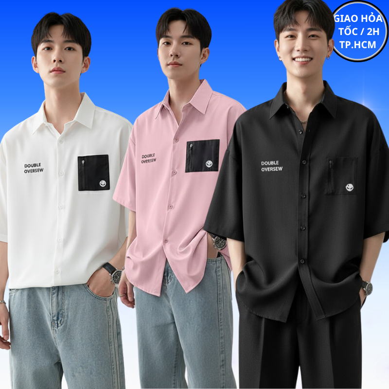 Áo sơ mi nam LẠC LẠC OFFICIAL , sơ mi nam tay ngắn , form rộng , chất liệu vải lụa mango dày dặn