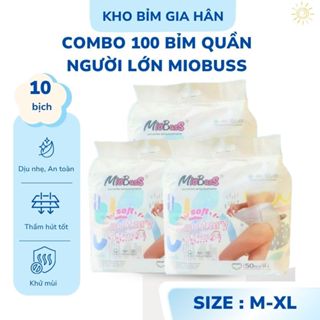 Combo 100 tã quần(10 bịch) Miobuss Cho Người Lớn – Đủ Size 35–80kg, Thấm Hút Tốt, Mềm Mại, Chống Tràn