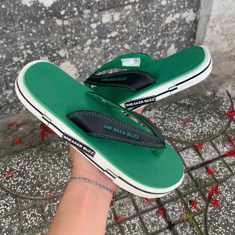 [ Chính Hãng ] - Dép Sneaker Buzz Xanh Lá Quai Đen Đế Mới Chính Hãng