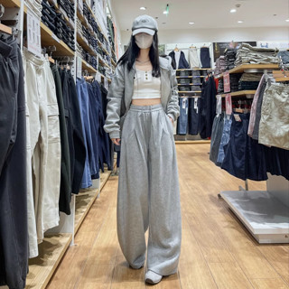   ĐỘC QUYỀN  Quần Dài Nỉ 2 Da Nữ Ống Rộng Thu Đông Hibena Quần Nữ Dáng Xuông Chất Nỉ Dày Dặn Cạp Chun Q20 