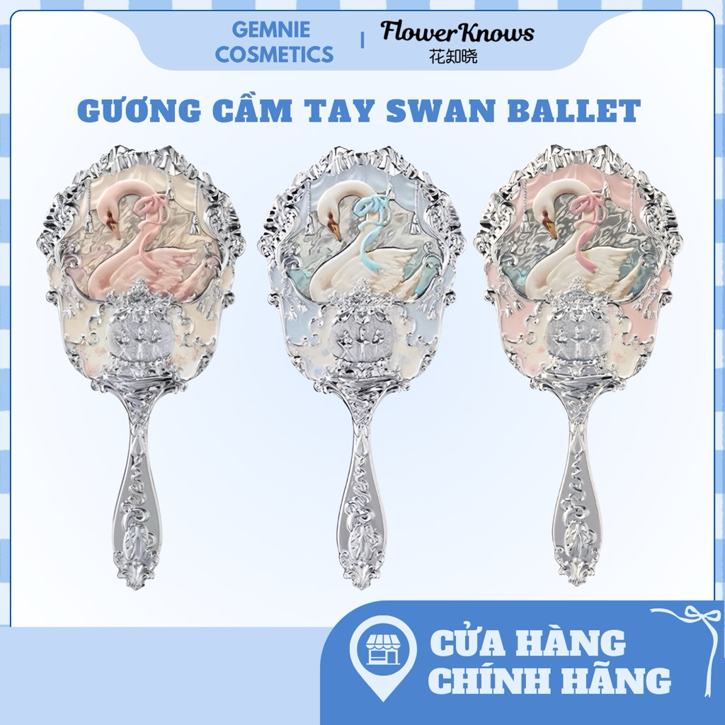 【SẴN HÀNG】 Gương Cầm Tay Thiên Nga FLOWER KNOWS Swan Ballet