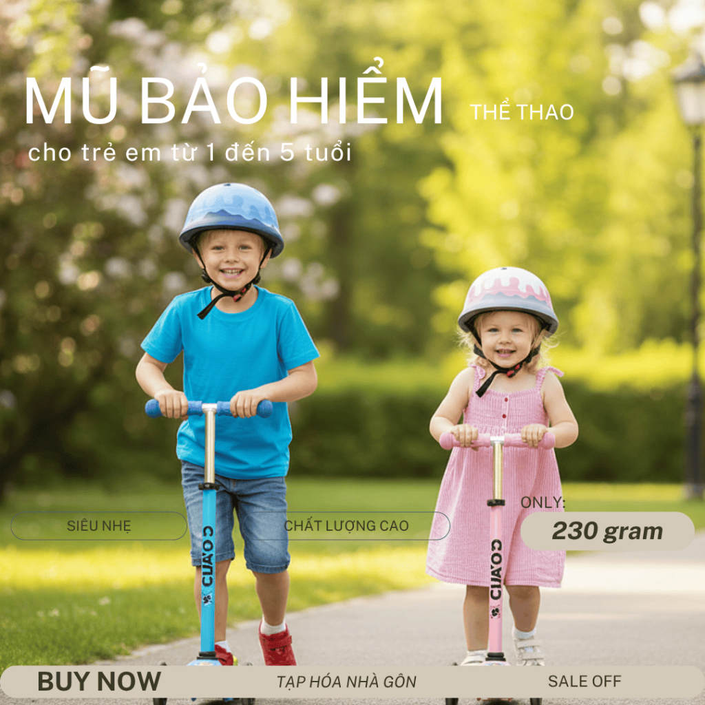 Mũ bảo hiểm thể thao cho bé 1 đến 5 tuổi, mũ bảo hiểm xe đạp cho bé, mũ bảo hiểm siêu nhẹ cho bé chơ