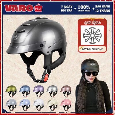 [QUÀ TẶNG MIỄN PHÍ] Mũ Bảo Hiểm VARO P10 Nửa Đầu Chính Hãng – Thông Gió Đa Chiều Vòng Đầu 58-62cm Nam Nữ