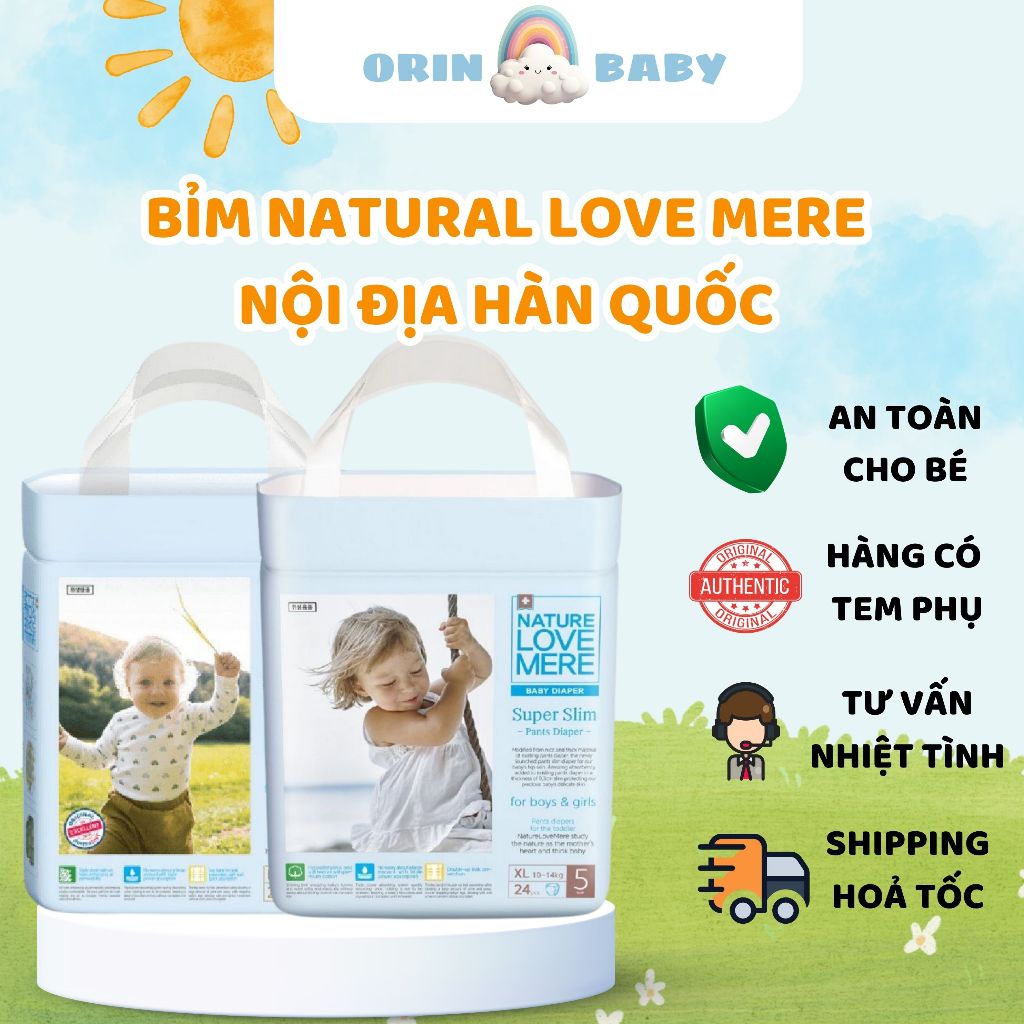 Bỉm Nature Love Mere Nội Địa Hàn Quốc Siêu Mỏng, Khô Thoáng, Không Dệt Đủ Size Cho Bé [ORIN]