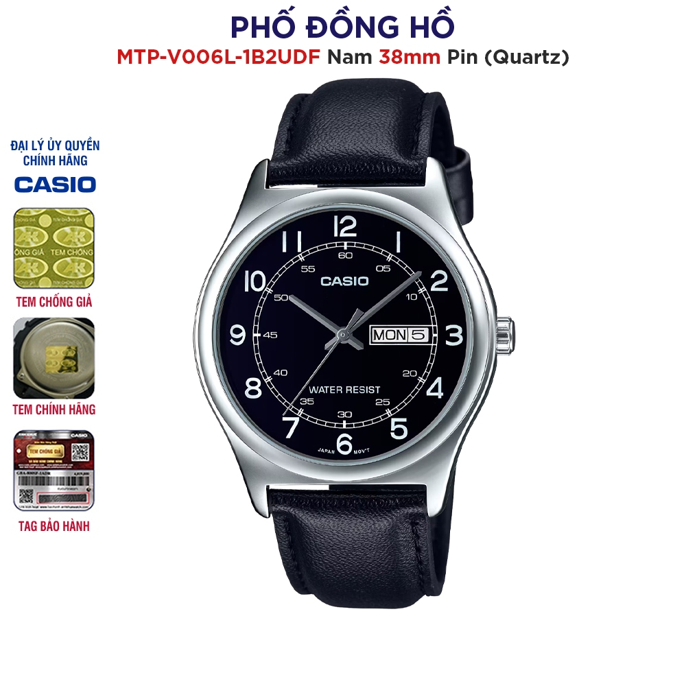 Đồng hồ nam dây da chính hãng Casio Anh Khuê MTP-V006L-1B2UDF