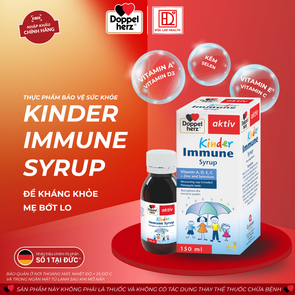 Siro Doppelherz Aktiv Kinder Immune cung cấp các vitamin và khoáng chất (150ml)