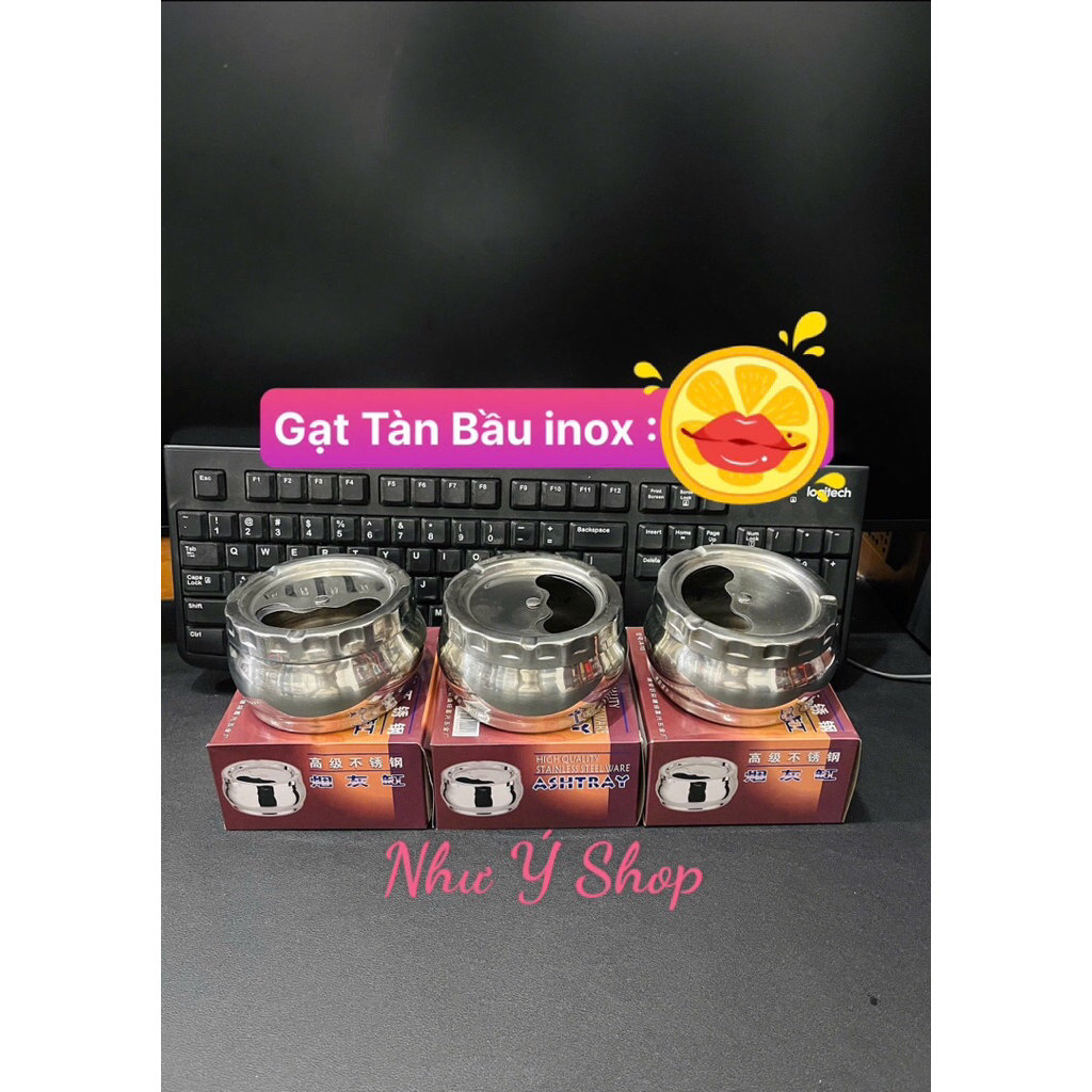 Gạt Tàn Thuốc Lá Inox Cao Cấp Có Nắp – Gạt Tàn Bấm Chống Bay Tro, Gạt Tàn Bầu Mini Sang Trọng – Như 