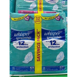   Mẫu mới 32 miếng 28cm  Băng vệ sinh ban đêm Whisper siêu bảo vệ 32 miếng 28cm ngày dài 