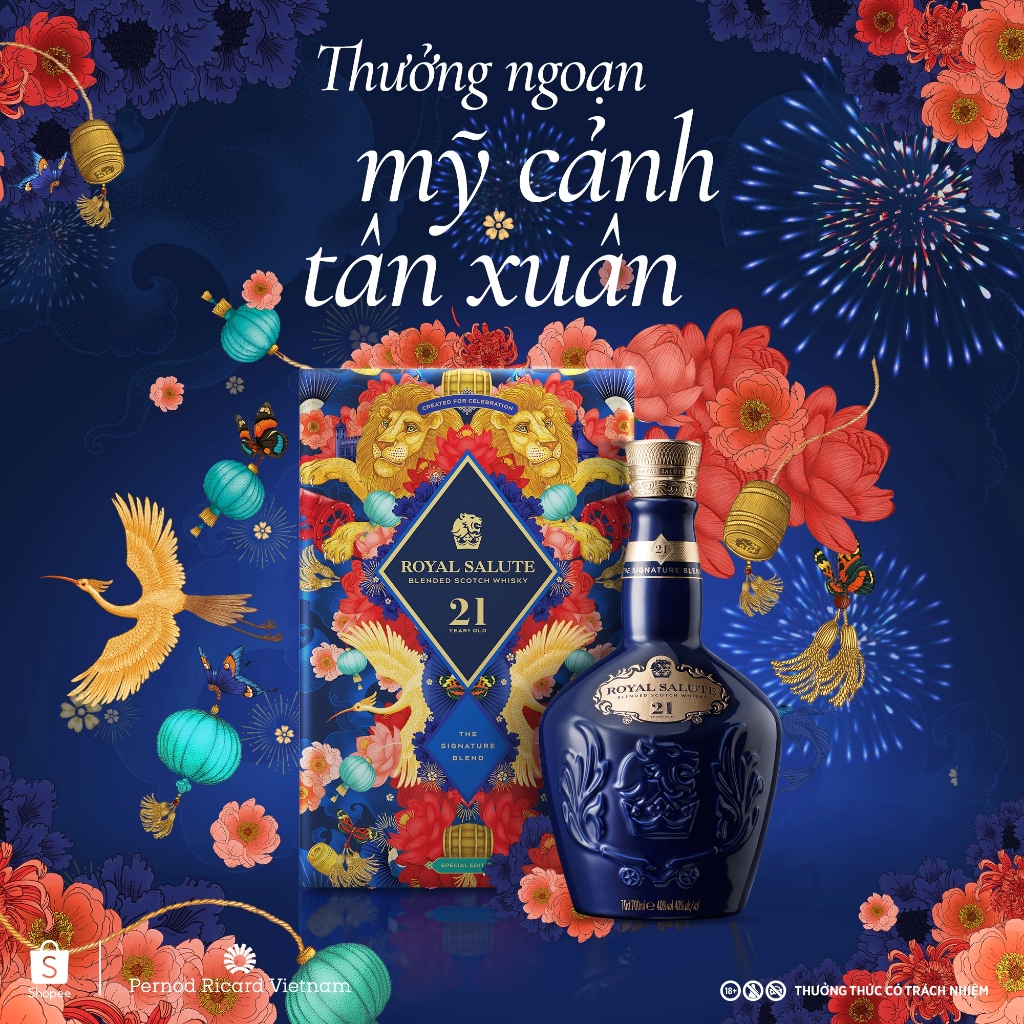 Hộp Rượu Quà Tết 2026 Whisky Royal Salute 21 Nồng Độ Alc 40% 700ml Kèm Hộp và Túi Giấy
