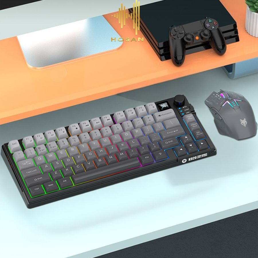 Bộ Bàn Phím Giả Cơ HOSAN XUNFOX K920 Kết Nối Kép, Nút Điều Chỉnh Âm Lượng Thuận Tiện