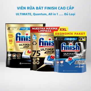  Viên rửa bát Finish Quantum max Ultimate túi 100 85 65 viên nhiều loại viên muối bóng cho máy rửa bát 